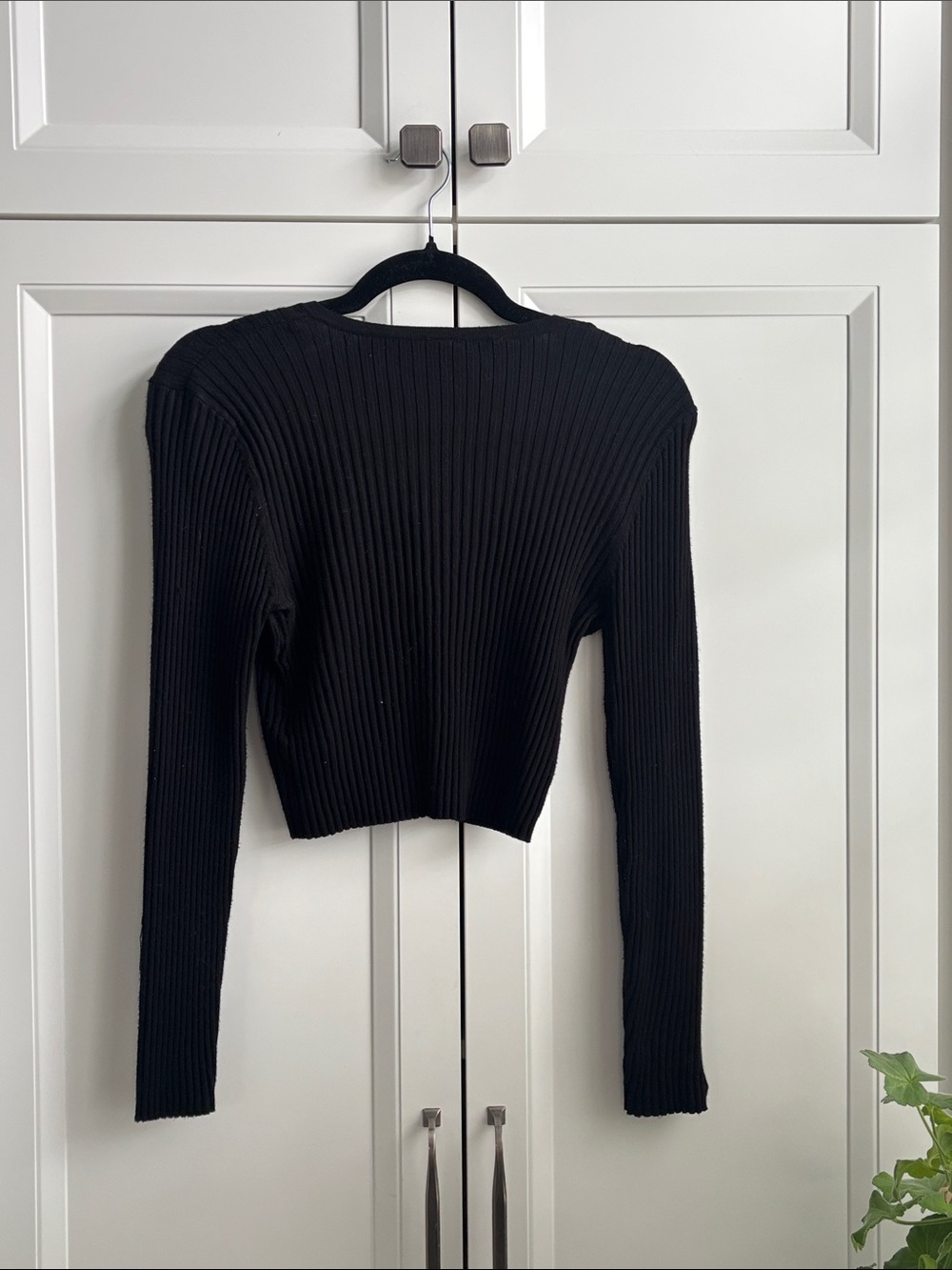 twik Black Ribbed Cropped Button Cardigan - Picture 5 of 5